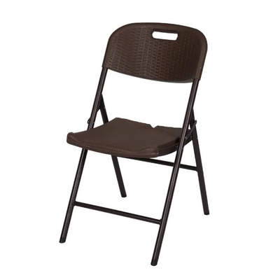 Silla de rattan de tejido de plástico marrón con logotipo personalizado sillas plegables ajustables al aire libre