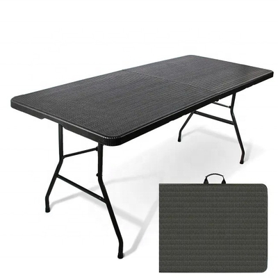Tabla de plástico estilo plegable imitación de ratán ligero portátil de campamento mesa de picnic