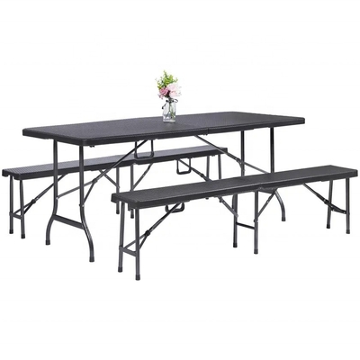 Muebles de exterior plegables comedor con mango y material de rotín imitado