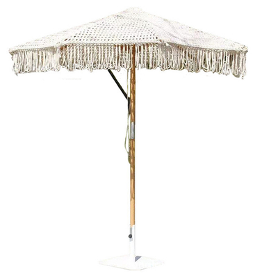Patio exterior Macrame Parasoles 2023 Paraguas de madera de playa 2.5mm Palo de madera para general
